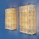 Pair of frosted glass wall sconces by Barovier & Toso, Italy, 1960s