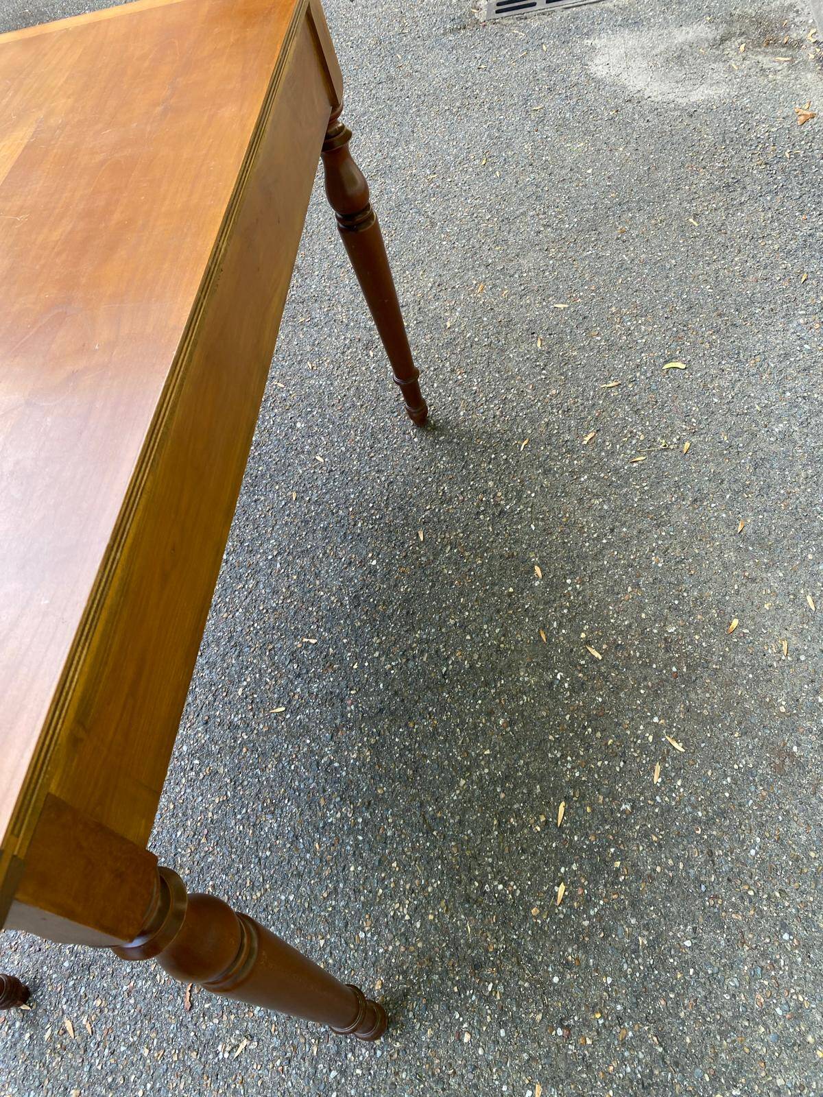 Vintage solid wood desk with removable secretary in colonial style from the 1960s.