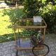 Serving wheels in gold metal & glass vintage 1960