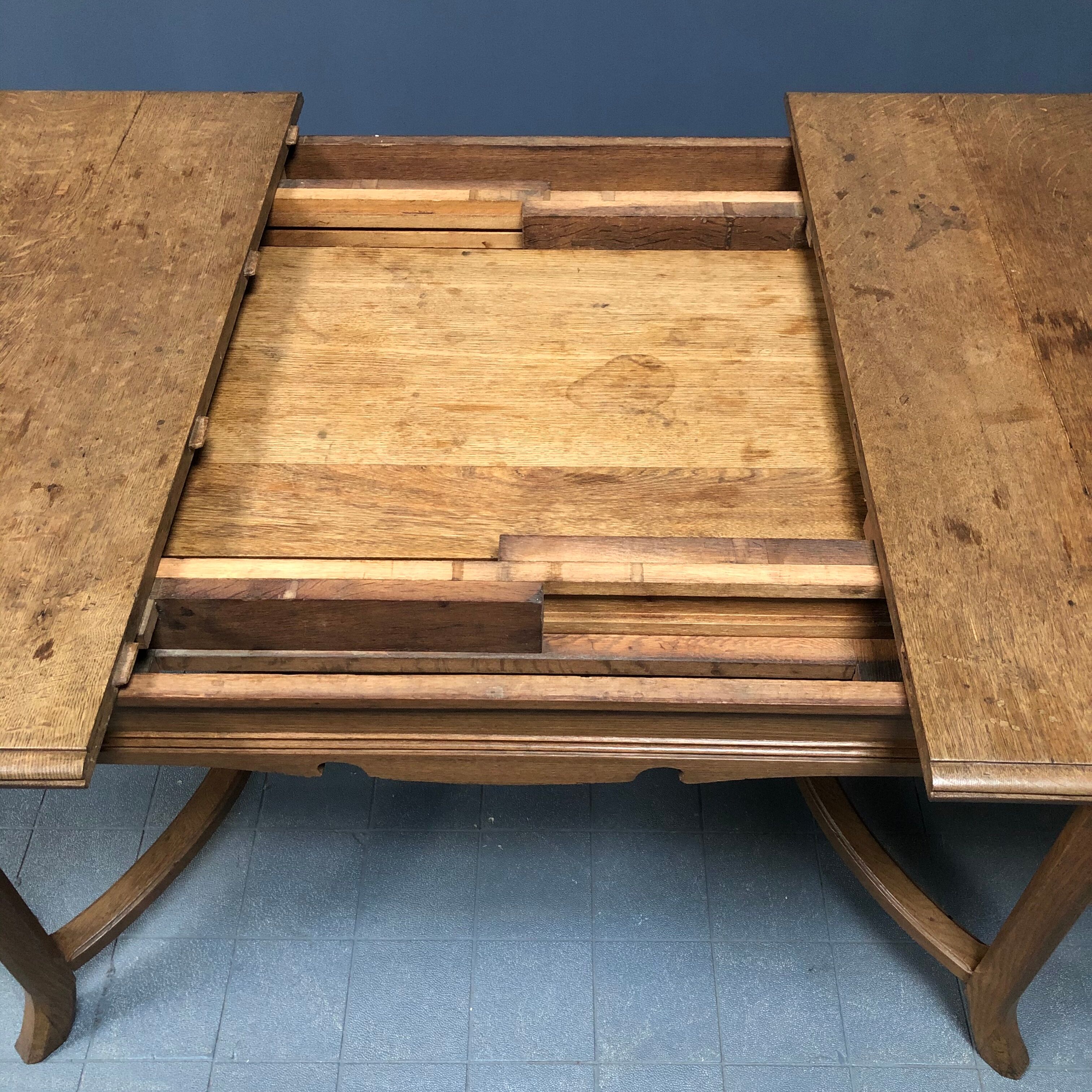 Dutch oak kitchen table in art deco style from the 1930s