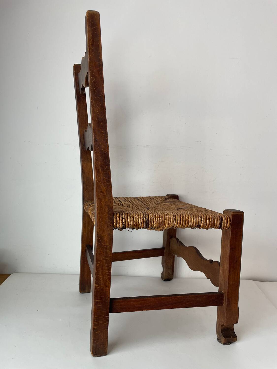 Wood and straw children's chair