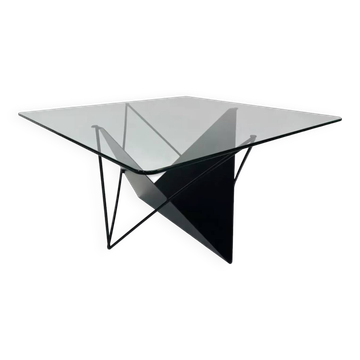 Table basse vintage en fil d'acier des années 80 au design éclectique