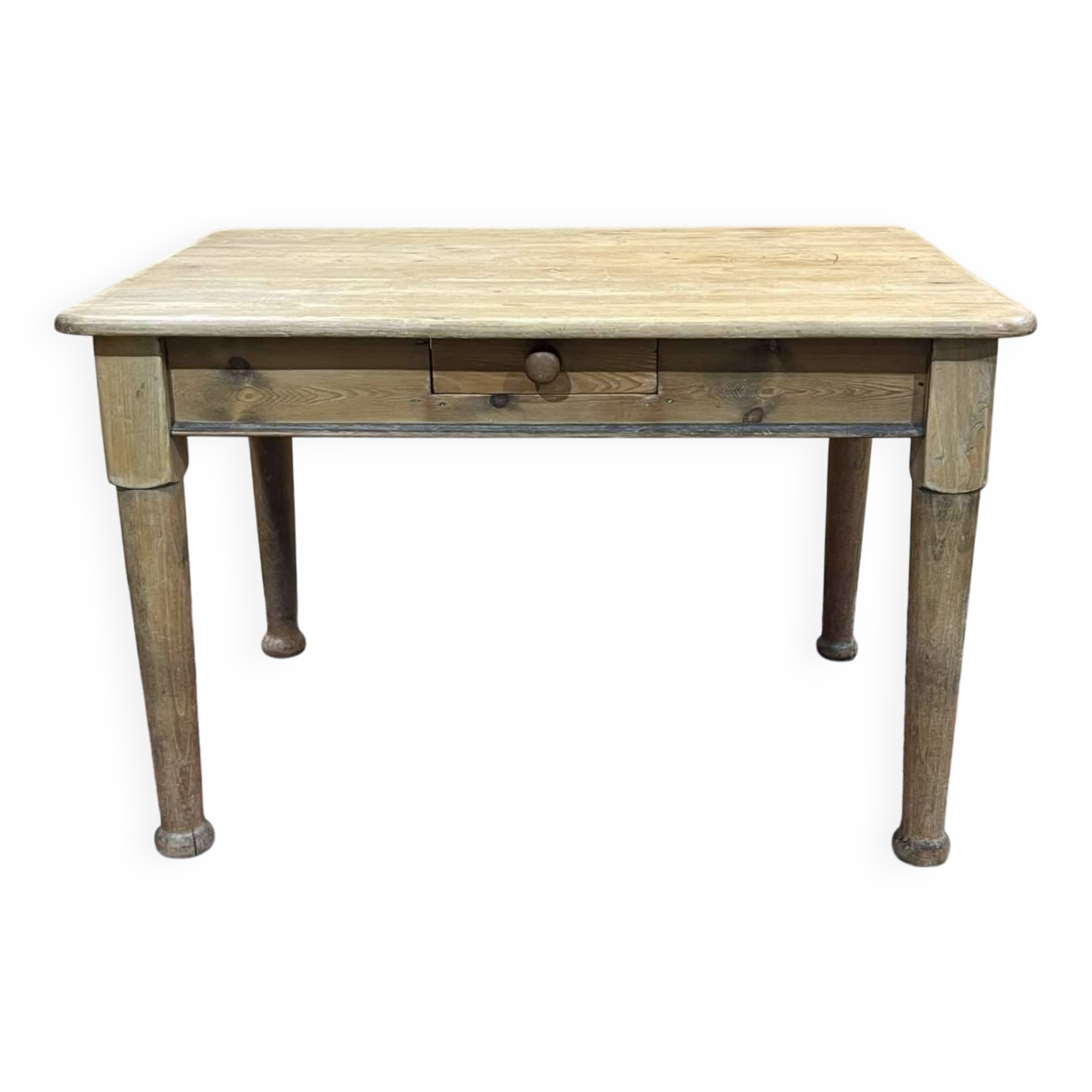 Table de ferme anglaise en sapin du XIXème, avec un tiroir