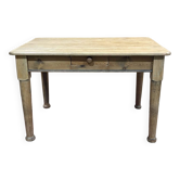 19th century English fir farmhouse table with one drawer