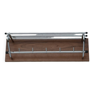 Vintage Chrome and Teak Coat Rack