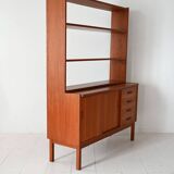 Vintage Scandinavian teak bookshelf with retractable desk