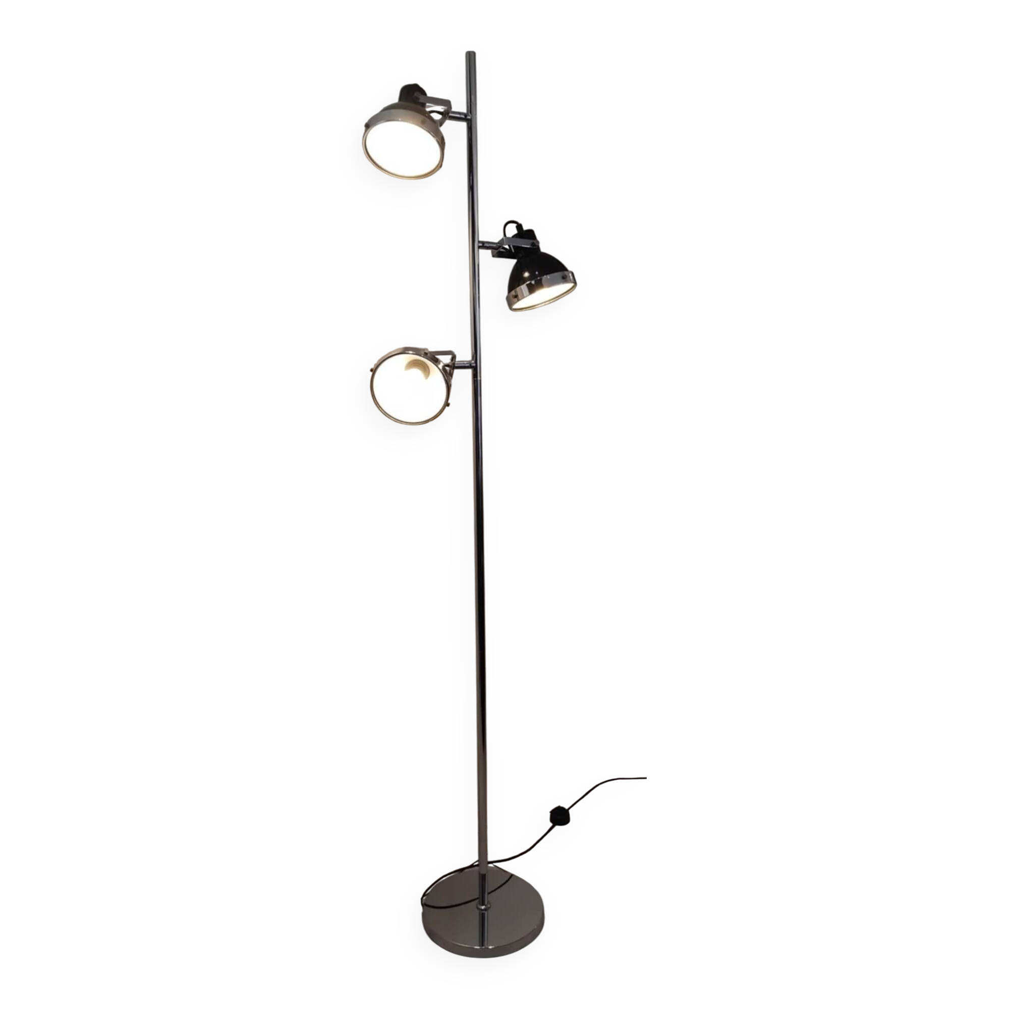 Black floor lamp with 3 spotlights