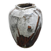 Très grand pot de jardin terre cuite glacurée 1970