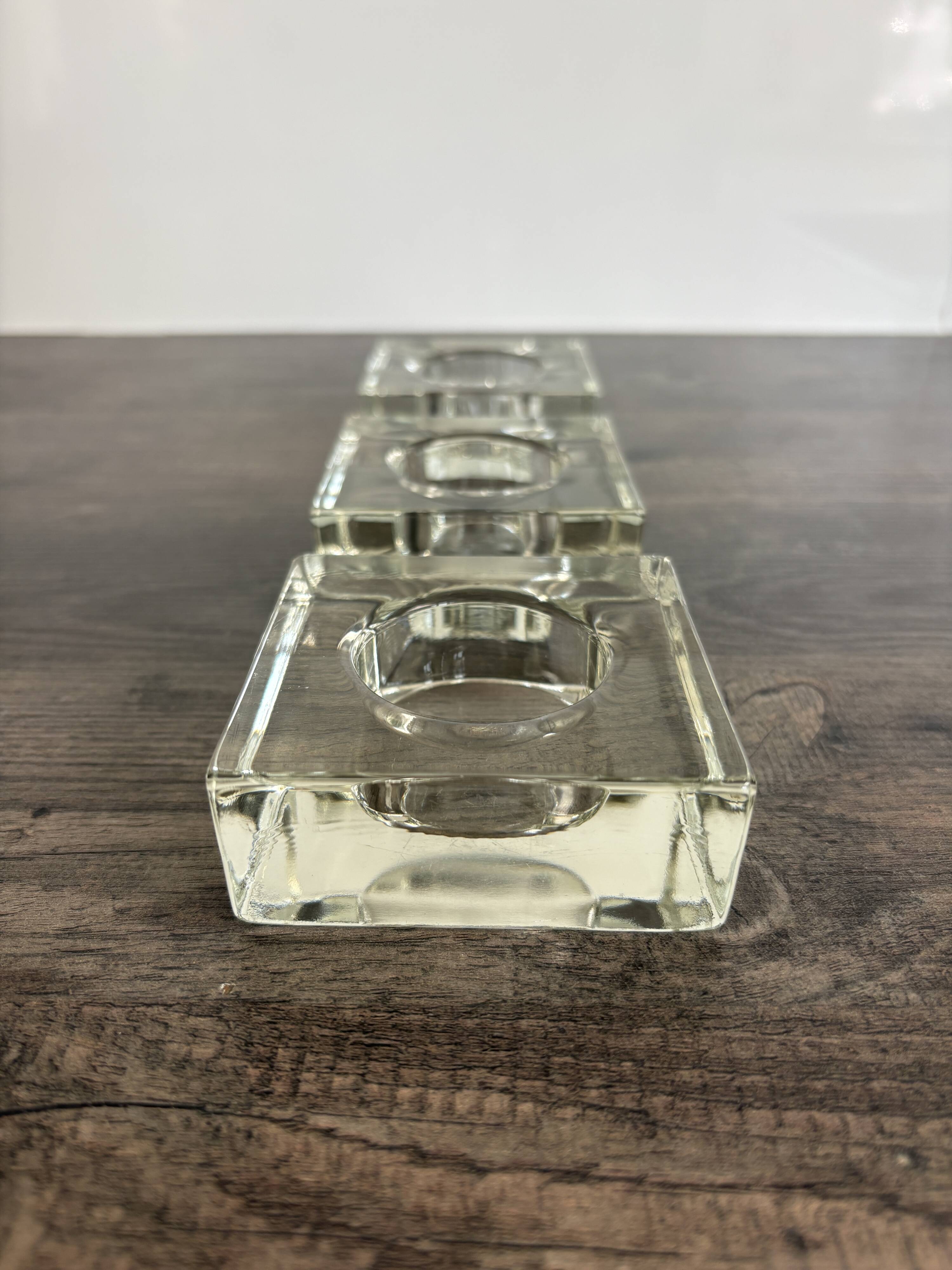 Set of 3 Cubic Glass Candle Holders