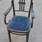 Paire de fauteuils en bois noirci époque 1900 velours bleu