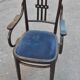 Pair of chairs time-blackened wooden 1900 Blue Velvet