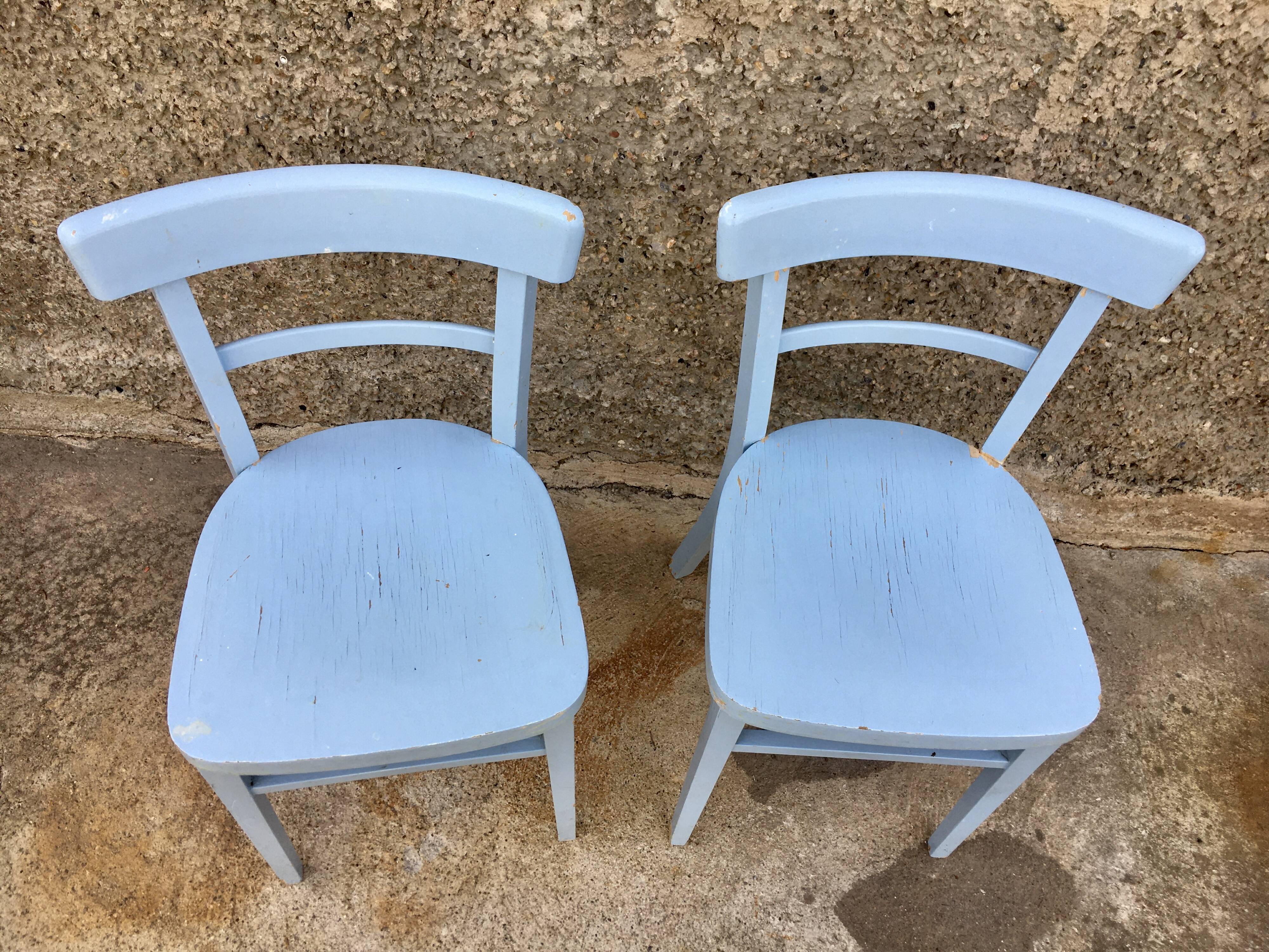 Paire de chaises en bois troquet