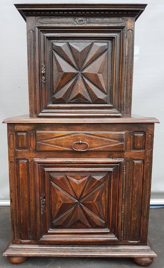 Louis XIII style two-piece recessed high wardrobe
