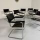 Lot 8 chaises tubulaire style MG5 Grassi en cuir noir vintage 1980