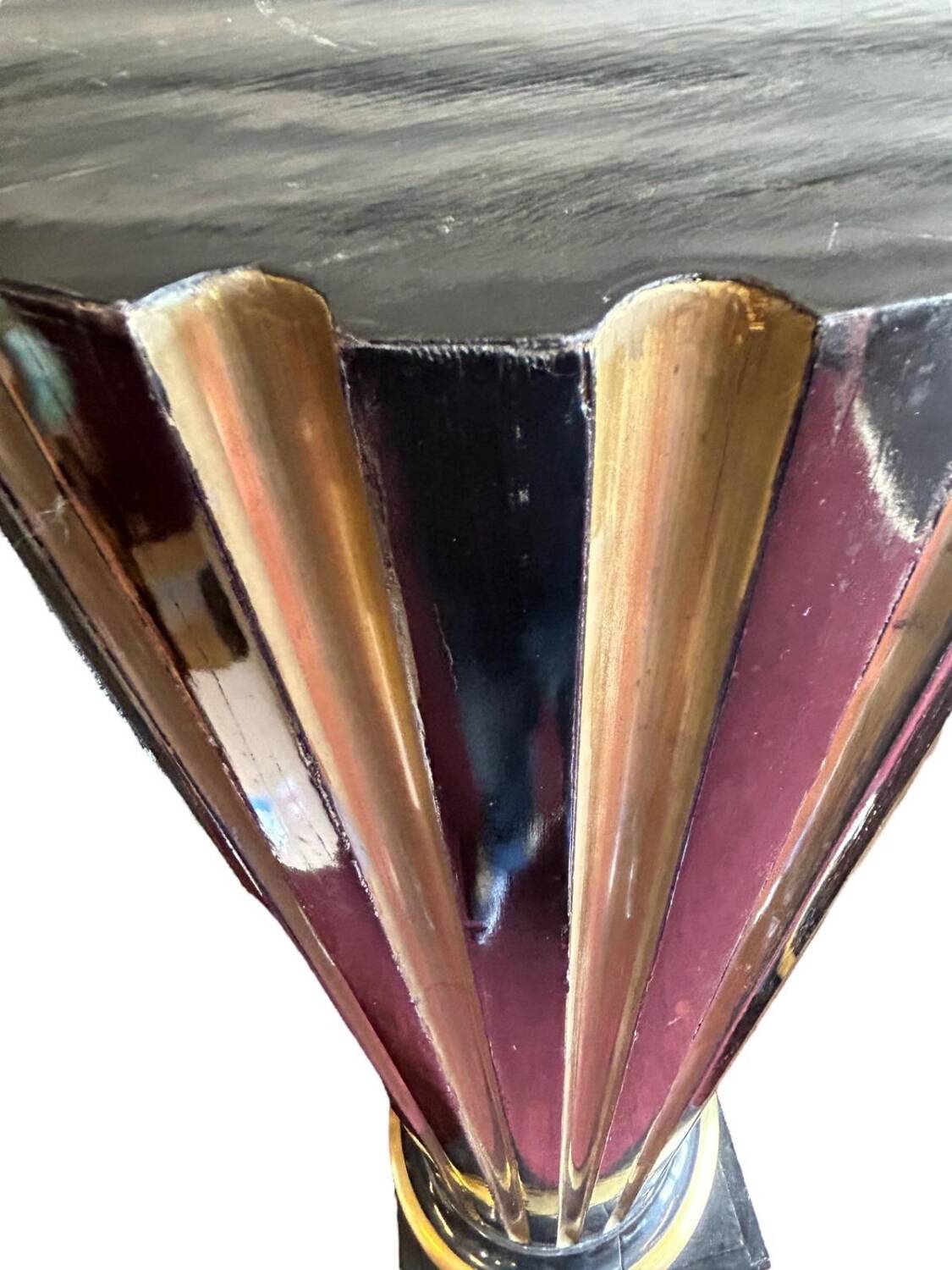 Rare Pair Of Sheaths - Truncated Columns From Napoleon III Period Lacquered Wood And Brass H 144 Cm