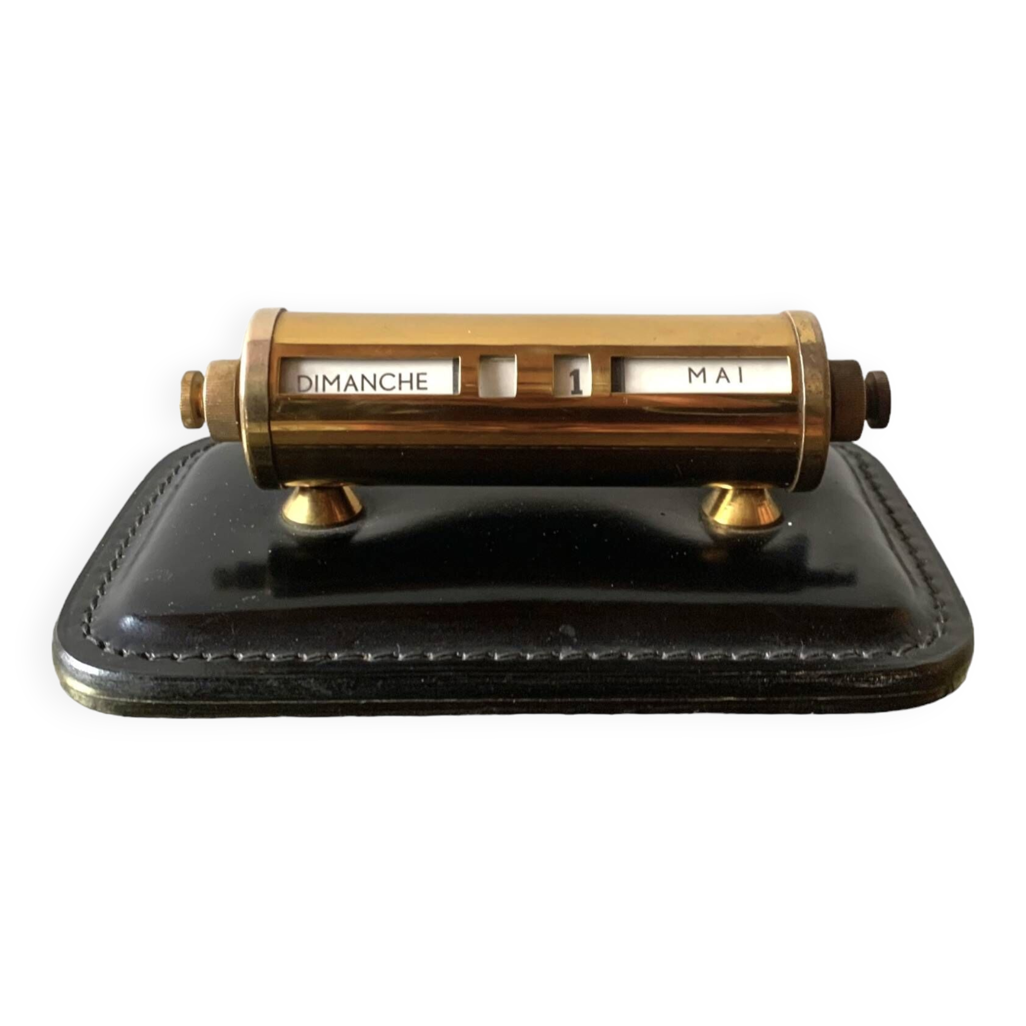Old perpetual calendar in leather and brass