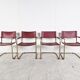 Red leather bauhaus design dining chairs - 1980