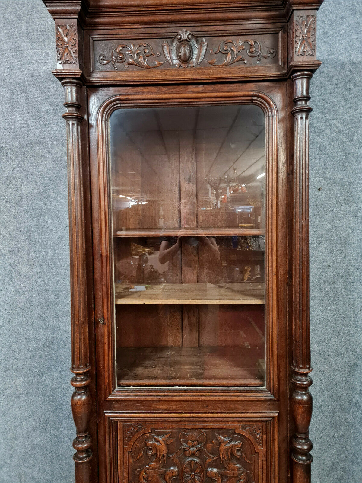 Renaissance library of solid oak hunting lodge around 1850