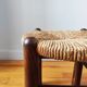Brutalist wooden and straw stools - France 1950