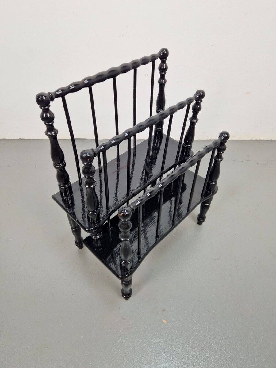 Antique Wooden Bobbin Canterbury Magazine Rack, 1890