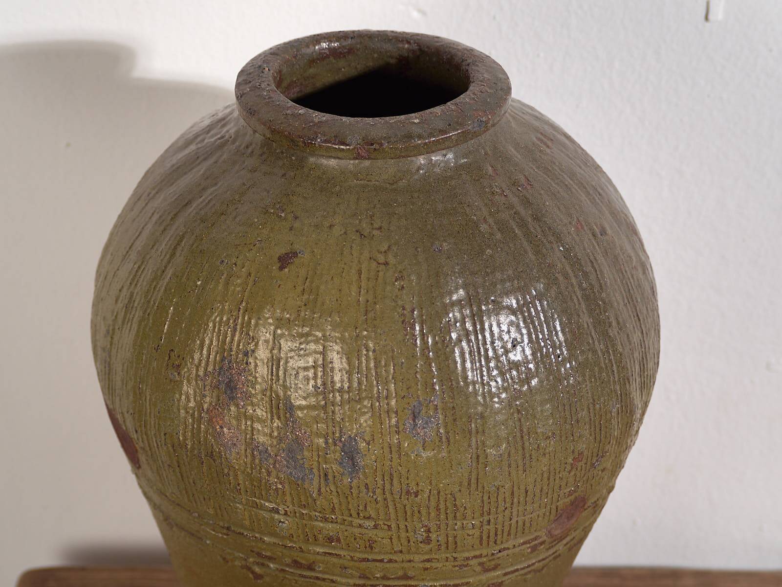 Antique Chinese Green Ceramic Vase (c.1900) #1