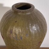Ancien vase en céramique chinoise verte (c.1900) #1