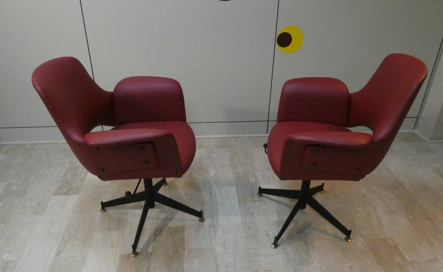 Set of 2 vintage swivel chairs in vinyl, 1960s