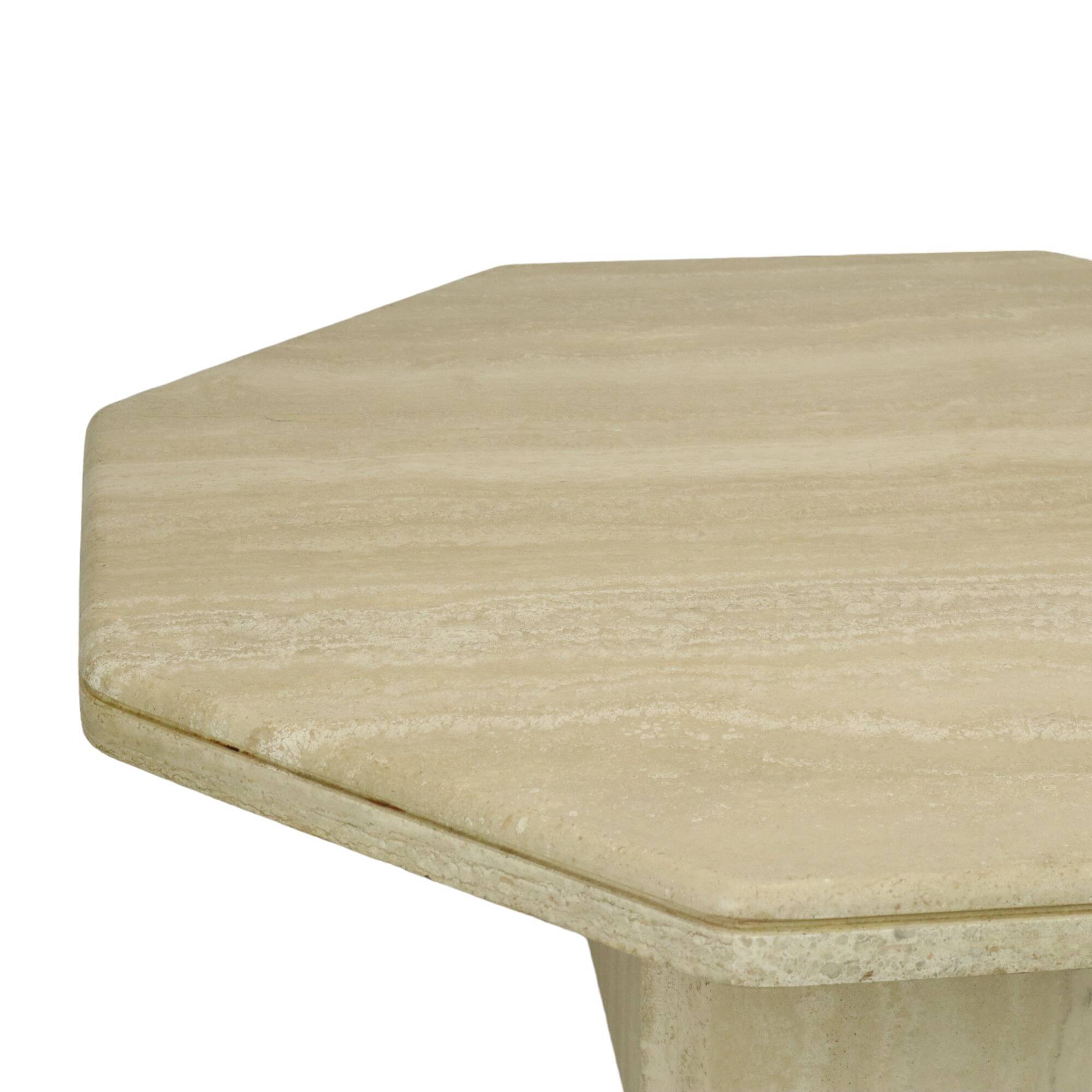 Vintage Octagonal Travertine Coffee Table 1970s Italian Design