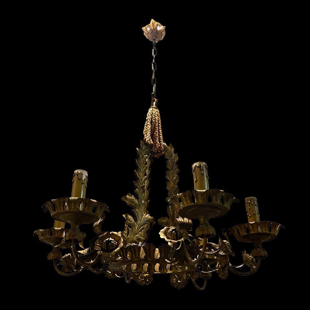 Italian tole chandelier, 1940s