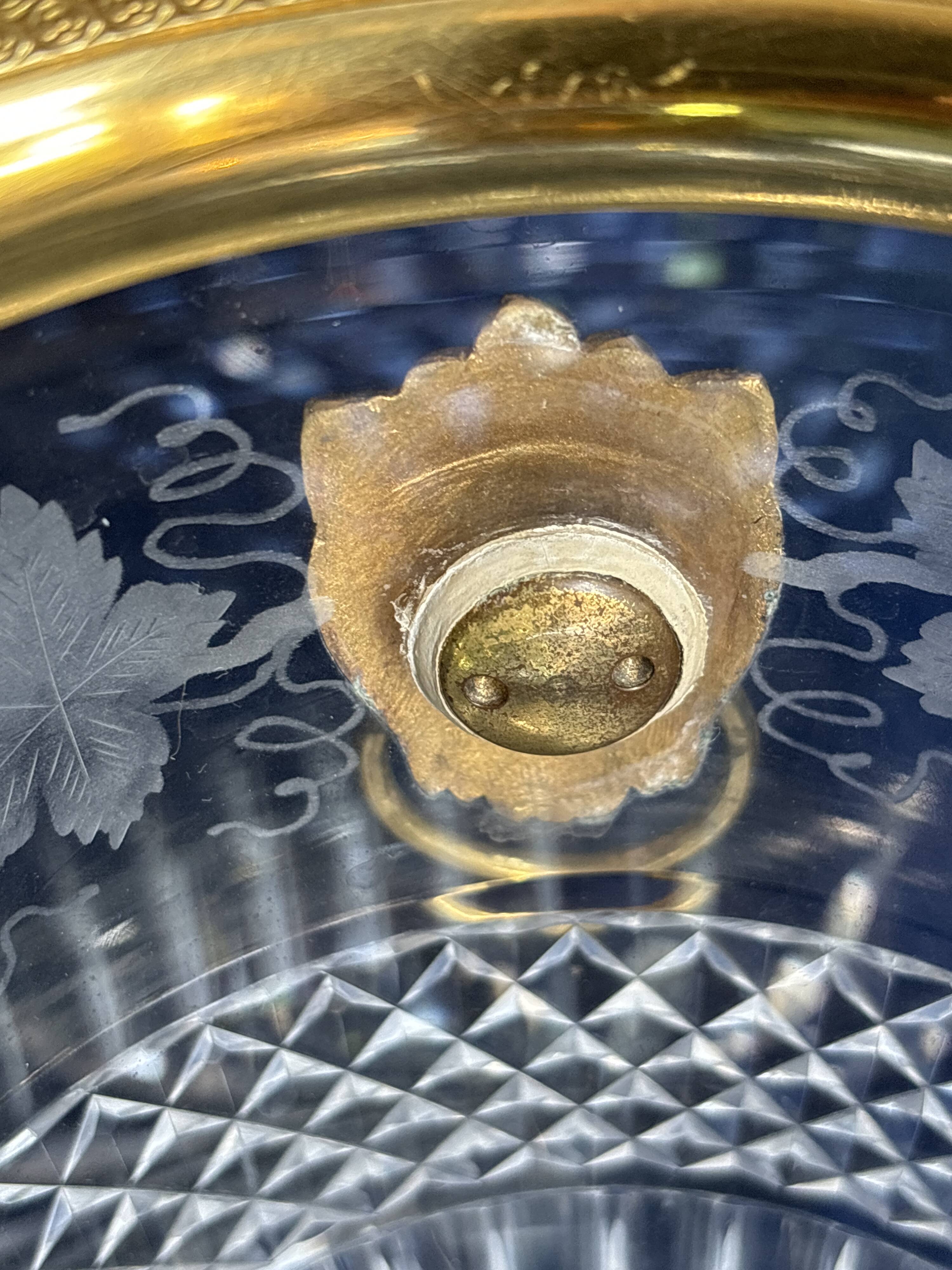 Cut crystal ice bucket – bronze mount