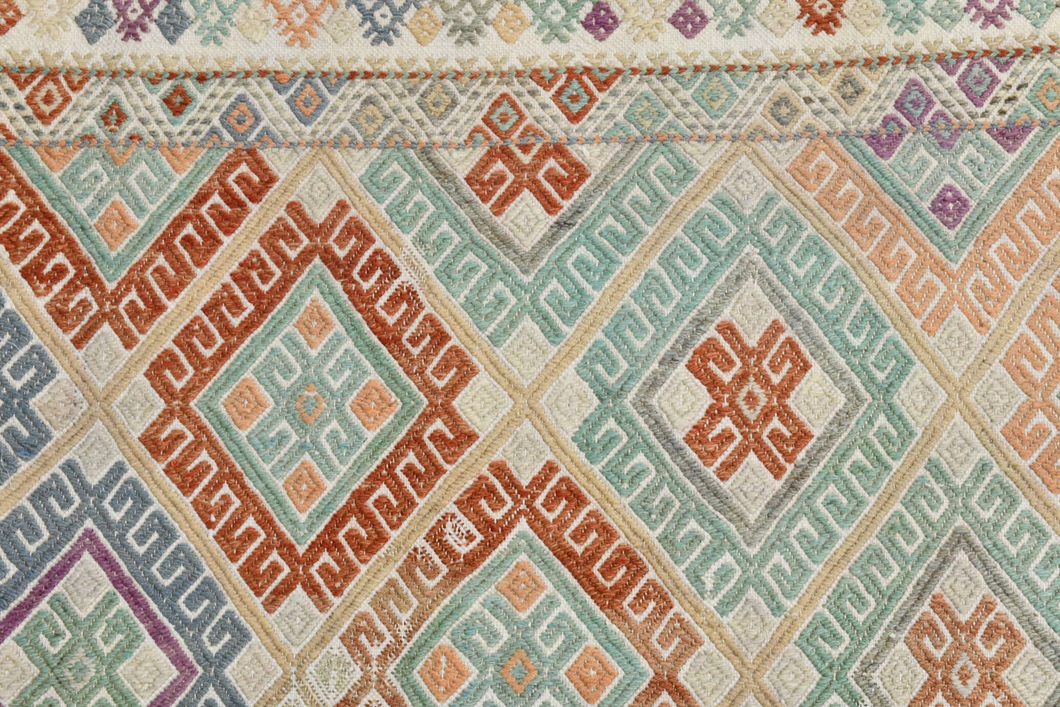 3x9 Pastel Toness Turkish Kilim Runner Rug, 81x286 Cm