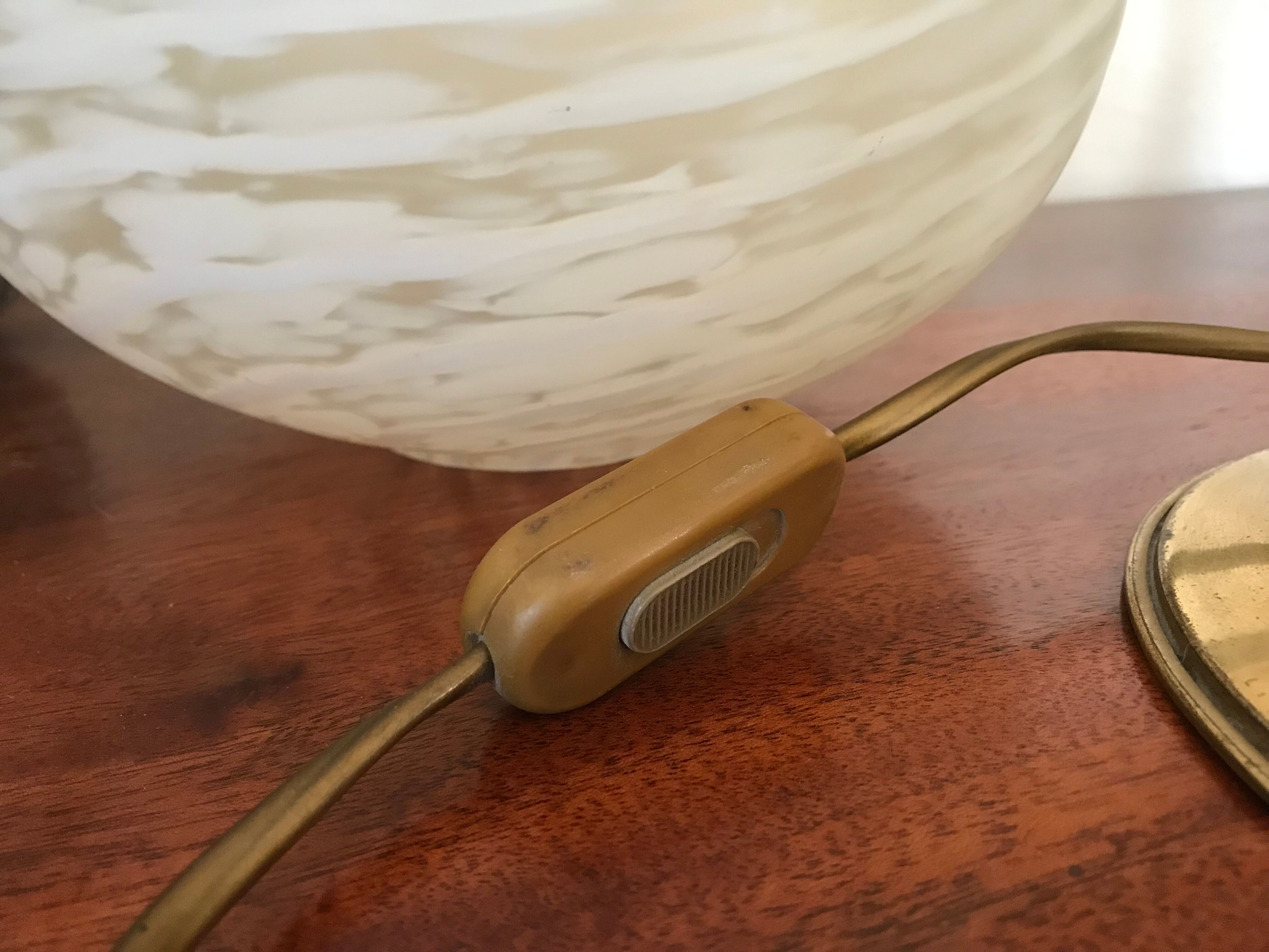 Lampe laiton et verre de Murano vintage