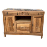 Renovated art deco sideboard in solid oak and marble