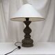 Wooden table lamp in light green color with lampshade