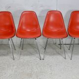 Ray & Charles Eames, édition Herman Miller, set de 4 chaises oranges. Circa 1960