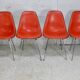 Ray & Charles Eames, Herman Miller edition, set of 4 orange chairs. Circa 1960