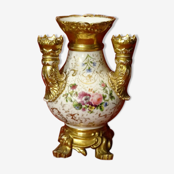 Vase pique flowers in porcelain of Paris XIX th