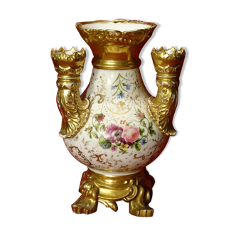 Vase pique fleurs en porcelaine de Paris XIX ème