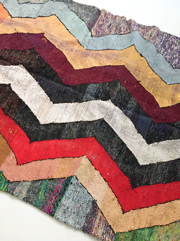 Tapis berbère Kilim Boucherouite graphique multicolore 287x152cm