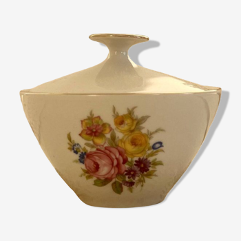 Sucrier vintage porcelaine blanche et motif fleuri cottage core