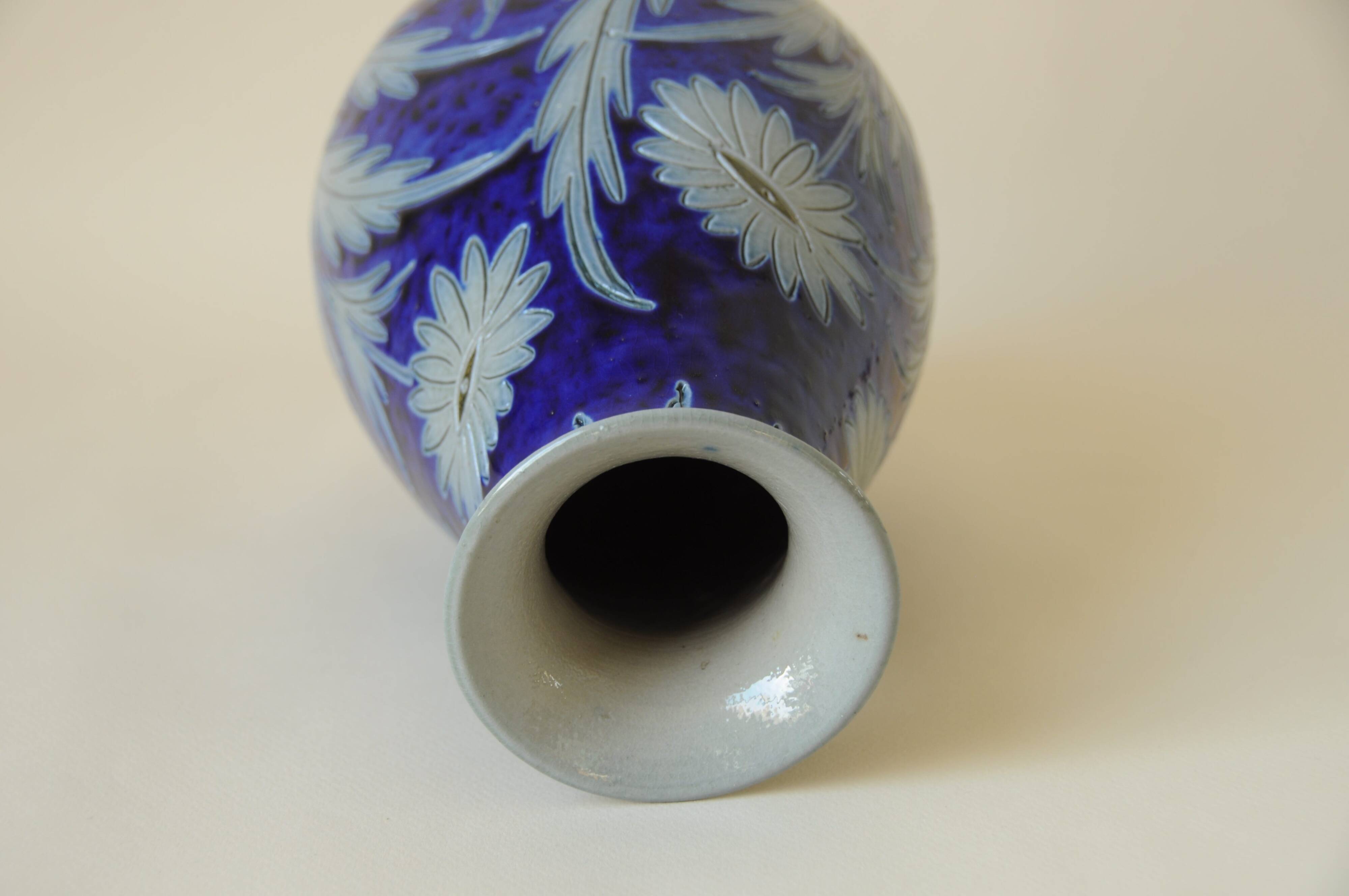 Vase en grès d'Alsace Betschdorf - Potterie Schmitter - Gris et Bleu Cobalt