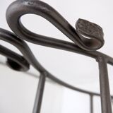 Wrought iron log holder with suede log holder