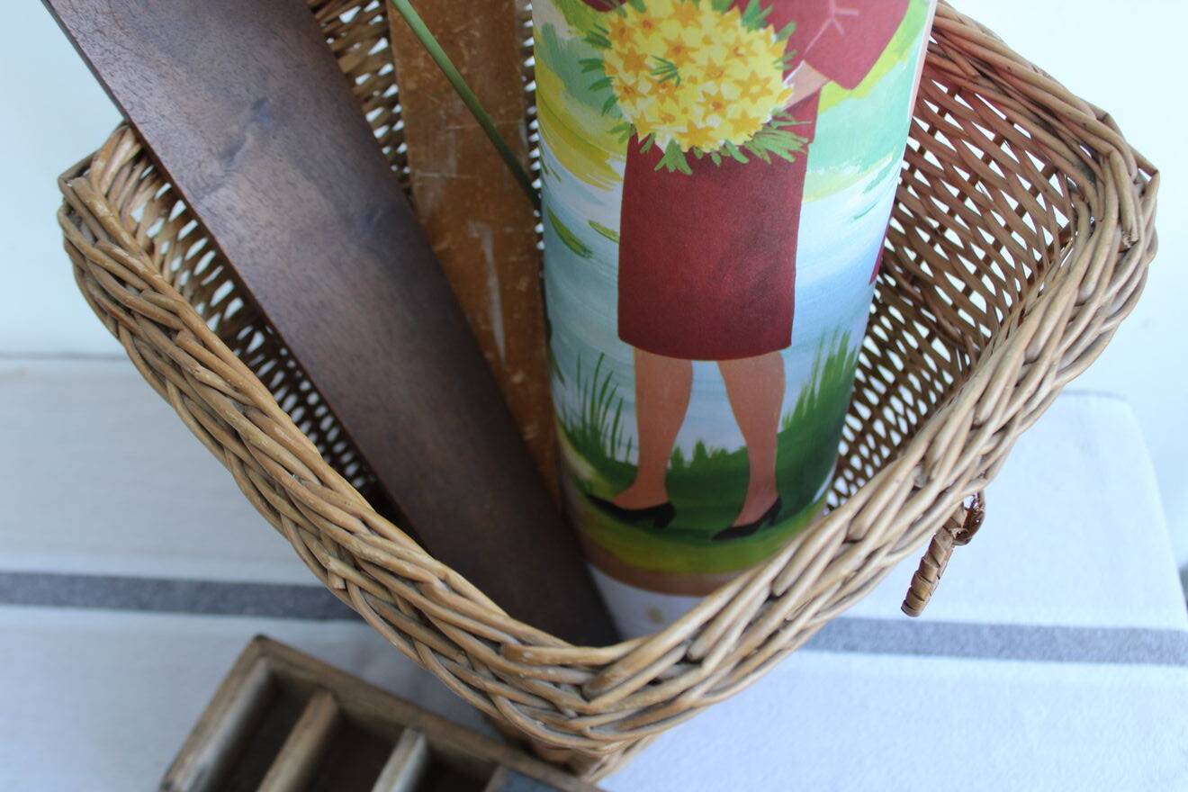 Wicker wastebasket