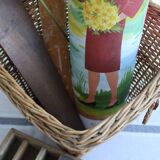 Wicker wastebasket