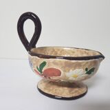 Floral motif ceramic candle holder signed J Massier Vallauris