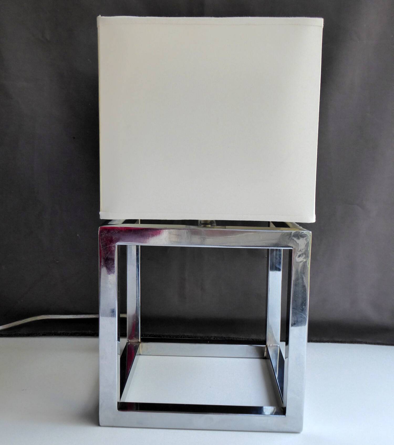 Vintage modernist lamp chrome steel 1970's