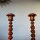 Pair of wooden candle holders turned art deco