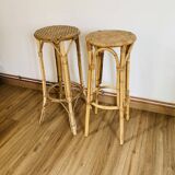 Pair of high rattan stools