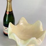 Superb empty pocket cup in white alabaster marble Vintage Italy 1960s