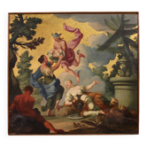 Peinture italienne sur panneau, Hermès confie Dionysos aux nymphes, XVIIIe siècle